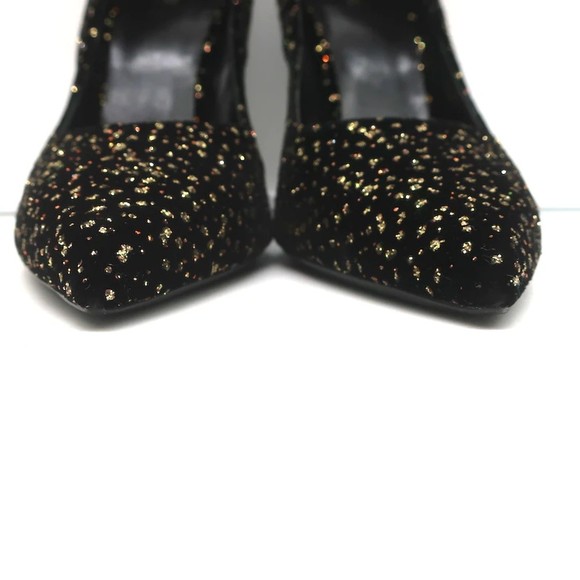 Celine Sharp Pumps Black/Gold Glitter Dots Velvet Size 41 Pointed Toe Heels NEW - Picture 4 of 10